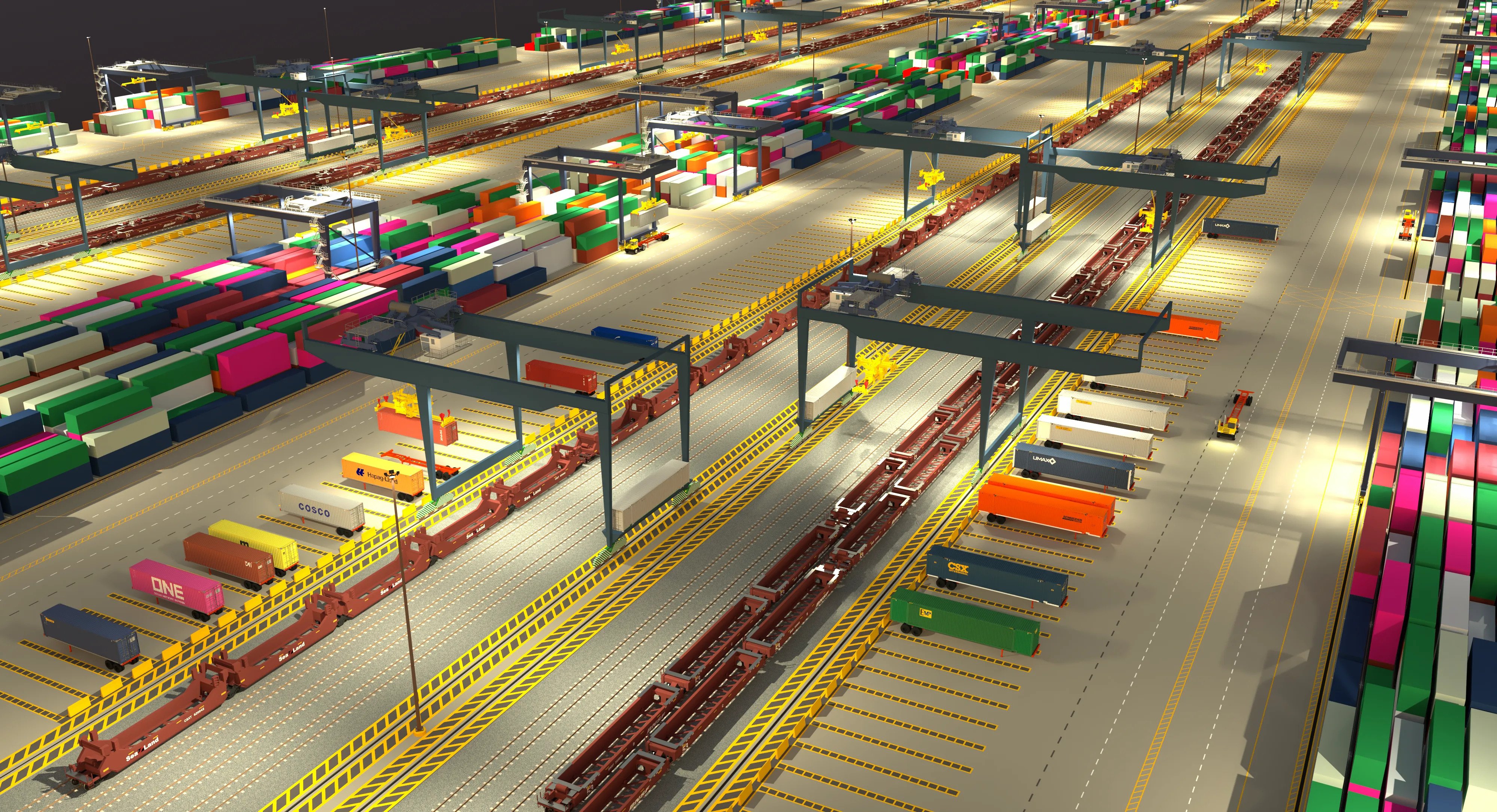 Amazon fulfillment center exterior with truck trailers at loading docks