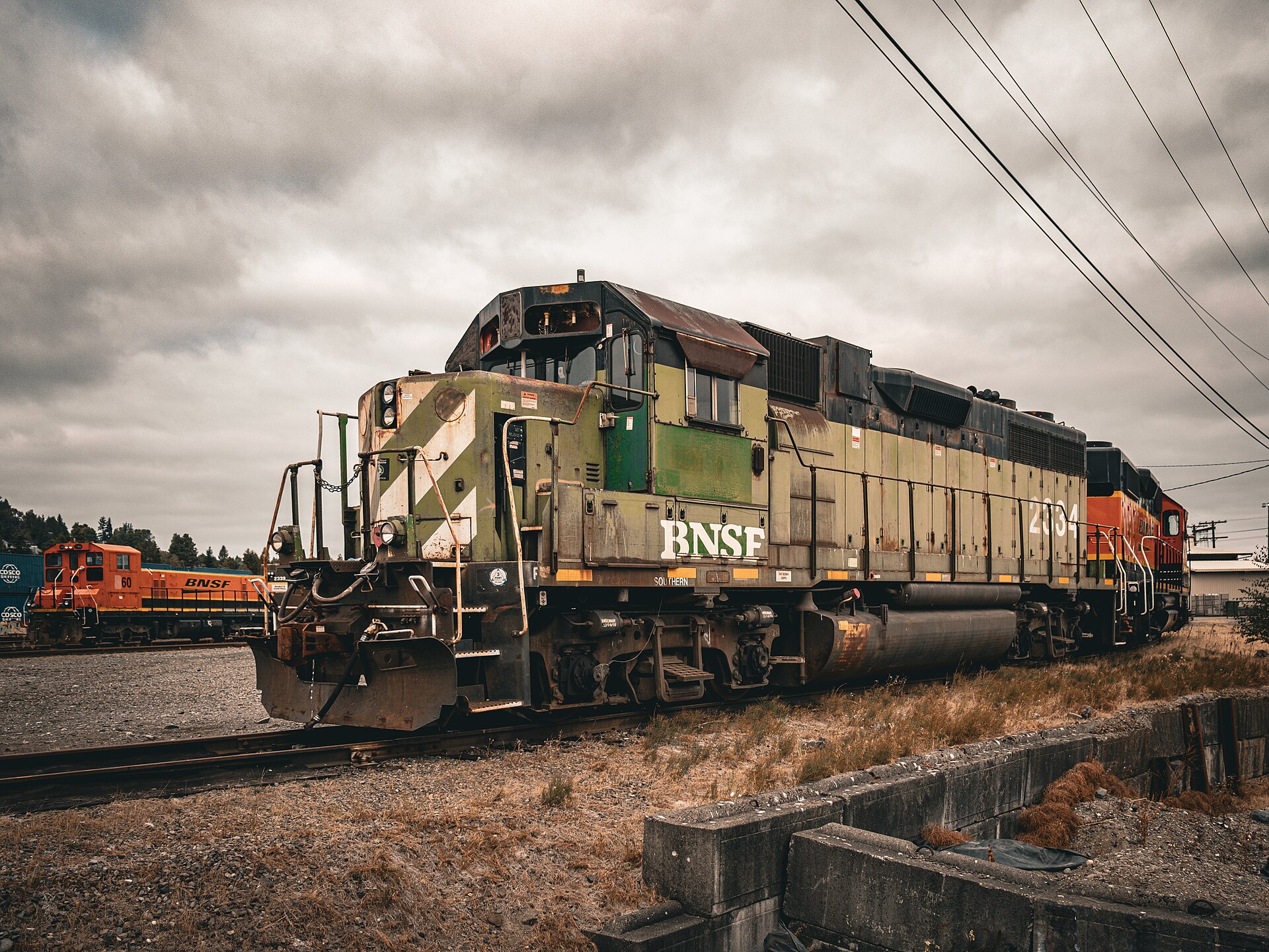 Wabtec locomotive equipment in rail yard