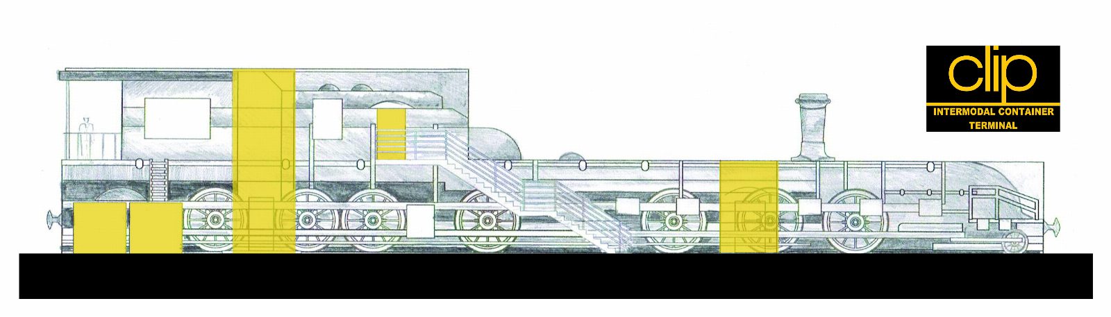 Union Pacific freight train moving through rail yard with stacked intermodal containers