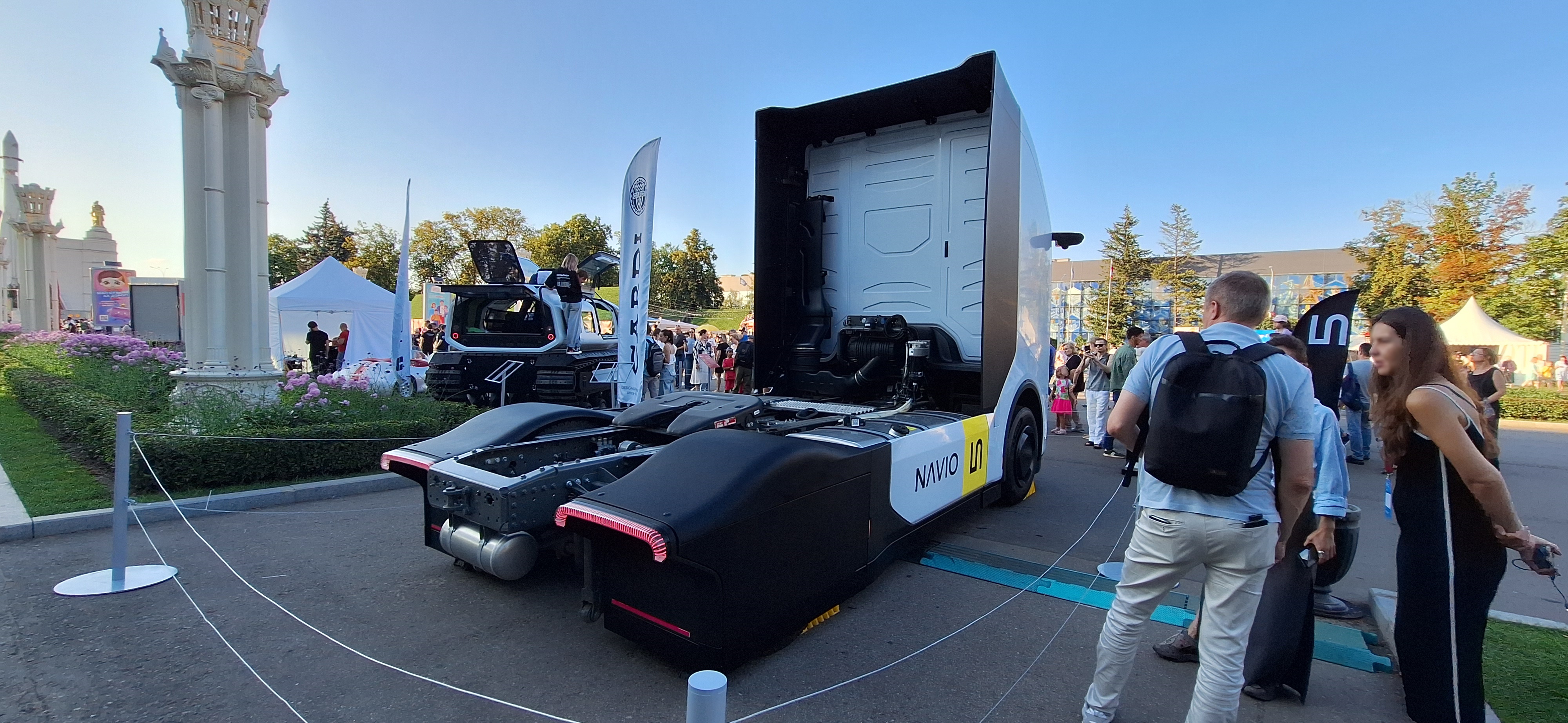 LiDAR sensor unit mounted on commercial truck cab for advanced driver-assistance system testing