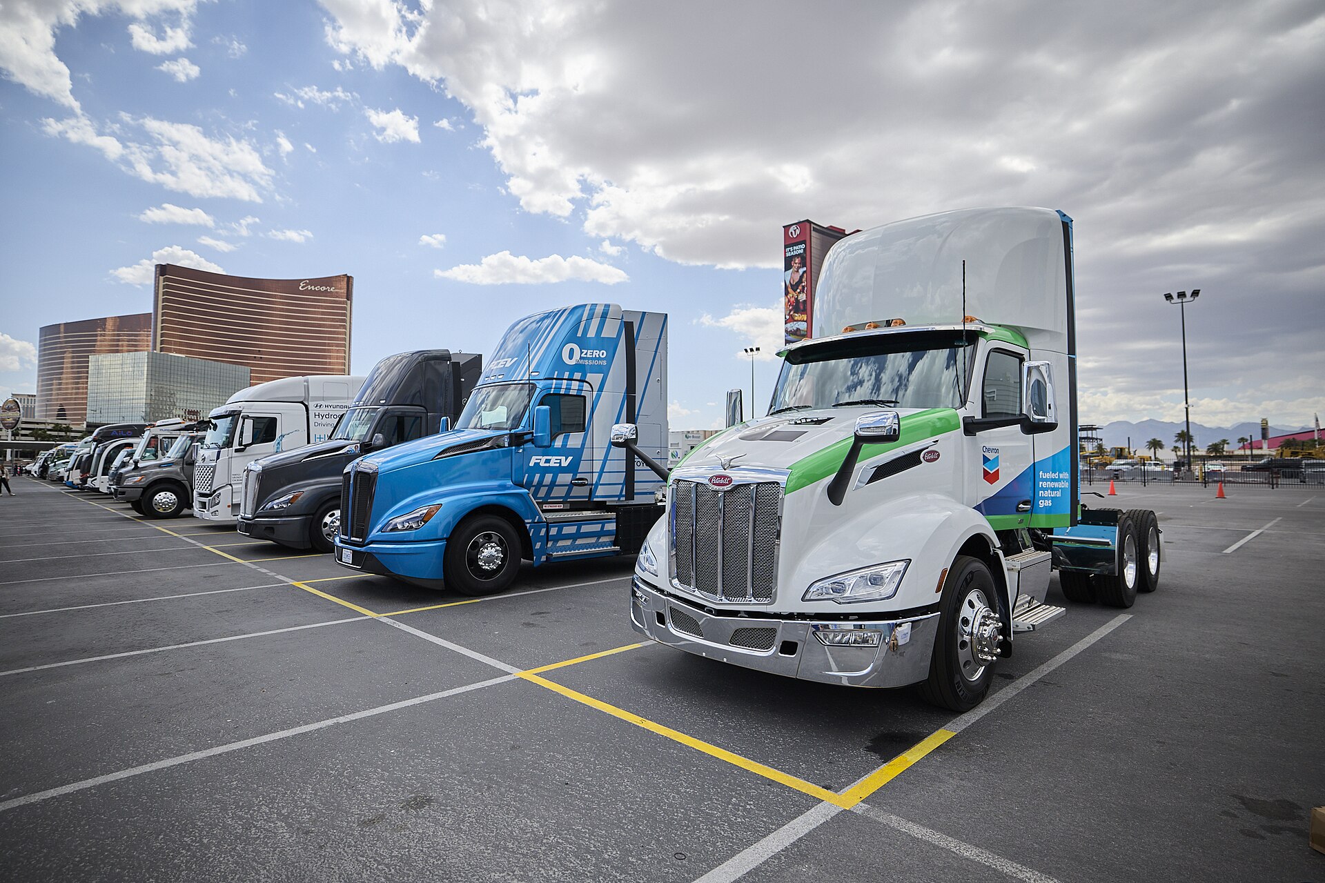 International truck cab and chassis on display at commercial vehicle trade show